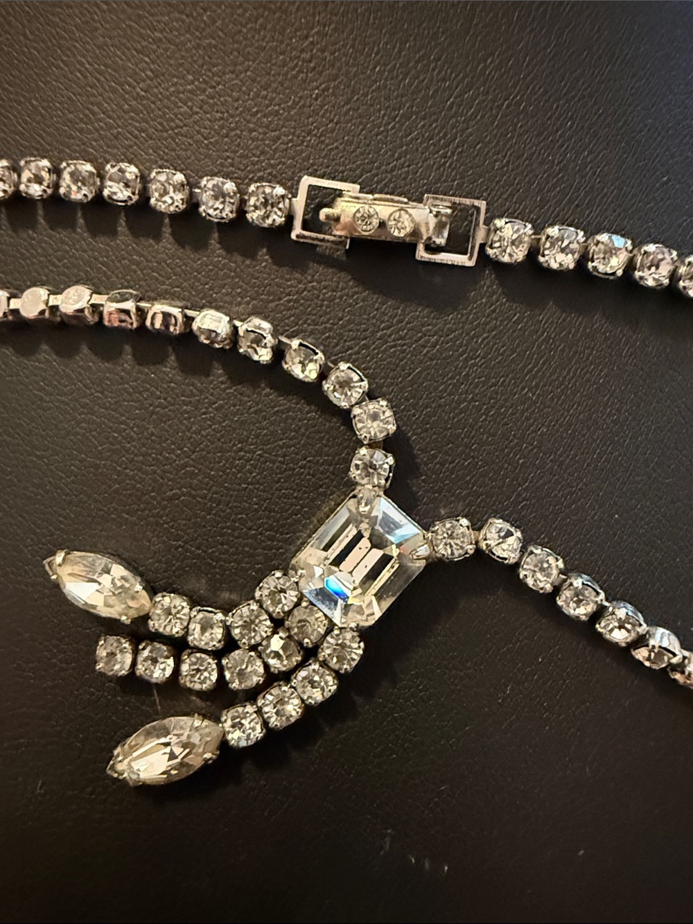 1 Coro & 1 Vintage Rhinestone silver Necklace ur choice both 14” & just over 14” - Picture 1 of 10
